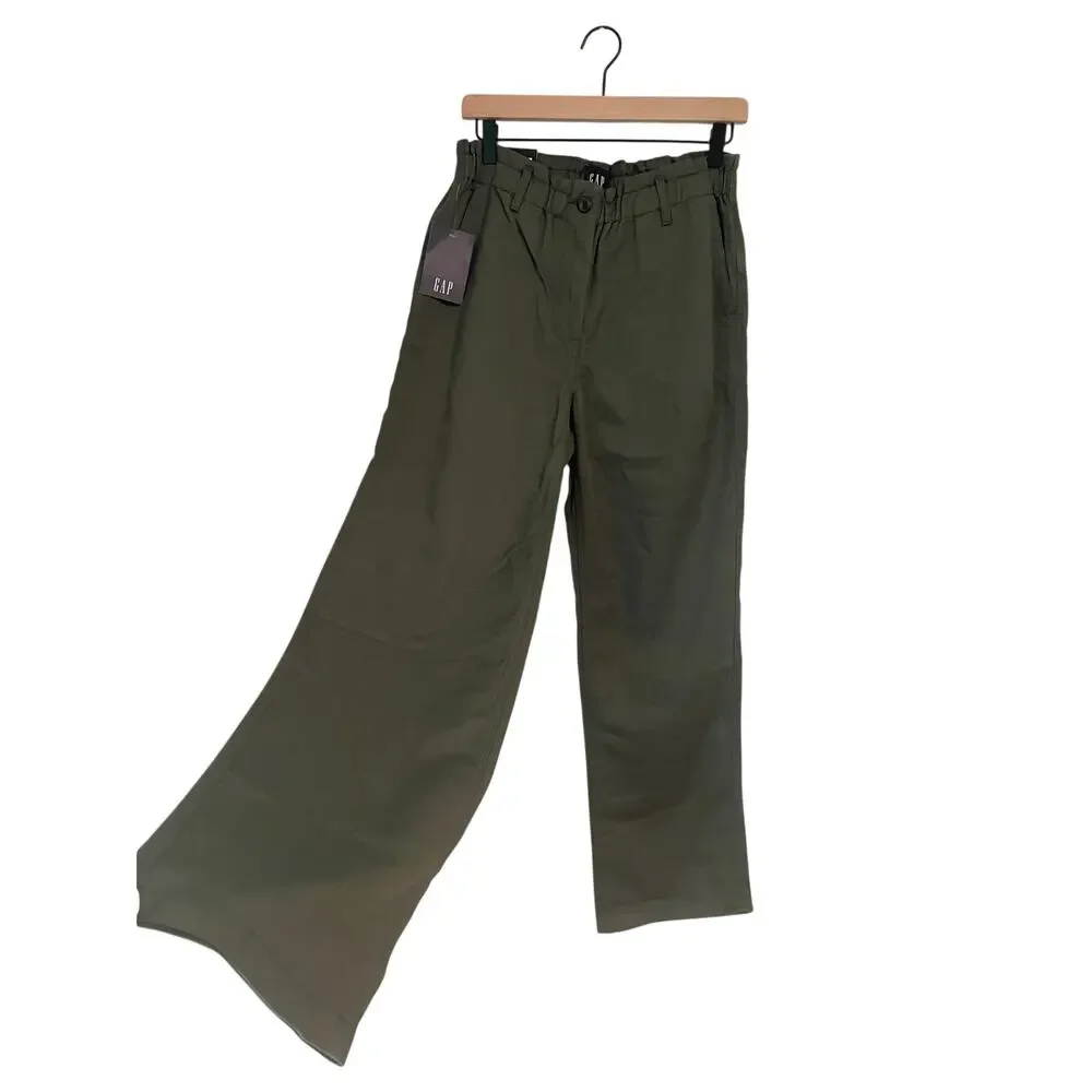 Gap NWT Mid Rise Easy Twill Pants Olive Green Career Minimalist Size Small
